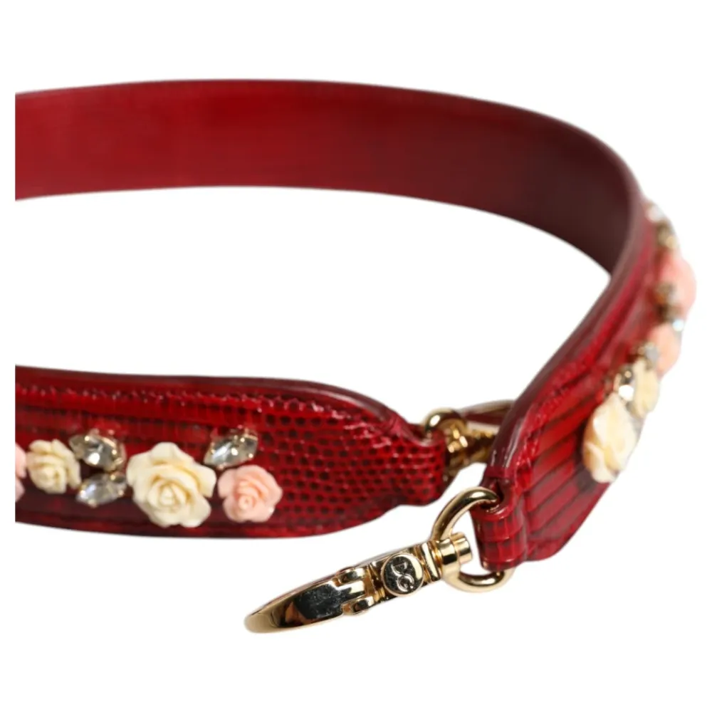 Tilbehør Til Tasker<Dolce & Gabbana Floral Embellish Taske Skulderstrop Rød