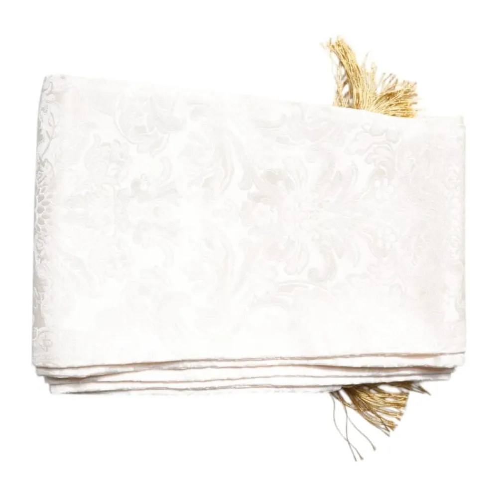 Halstørklæder Og Tørklæder<Dolce & Gabbana Floral Jacquard Fringes Tørklæde Hvid