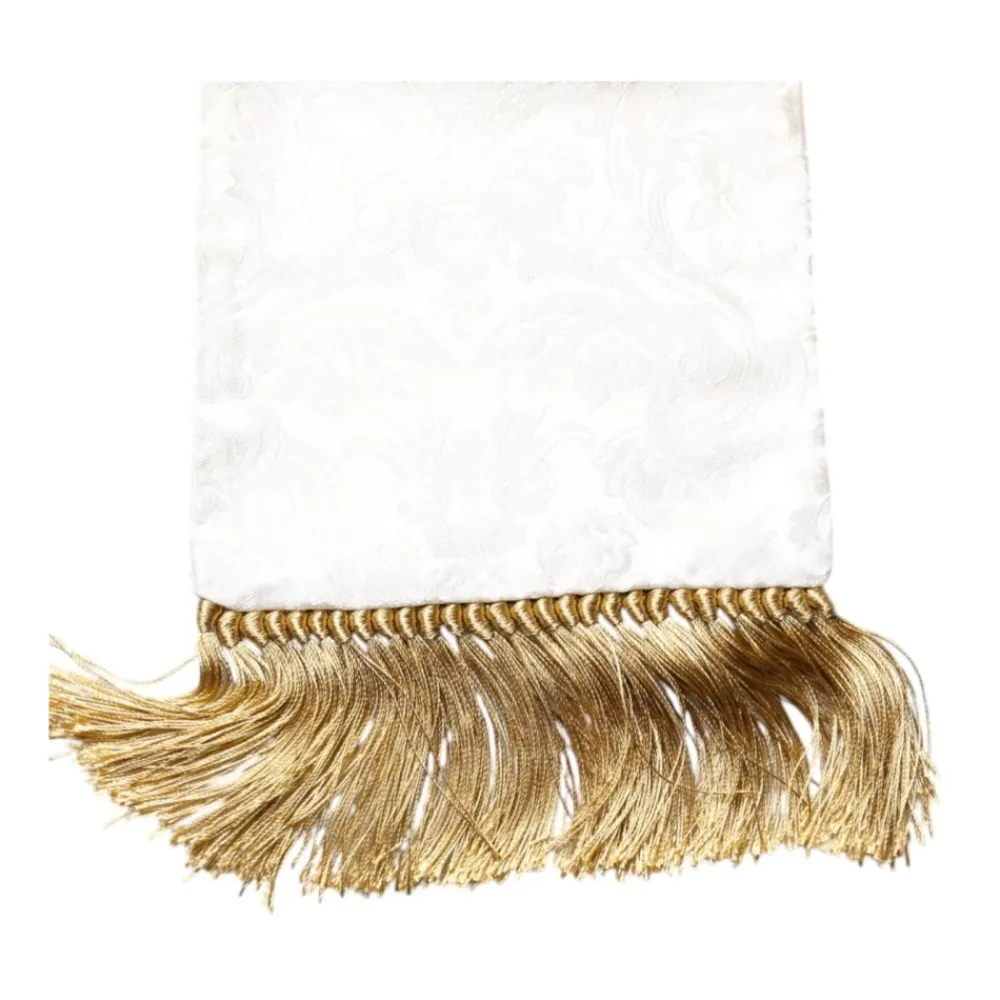 Halstørklæder Og Tørklæder<Dolce & Gabbana Floral Jacquard Fringes Tørklæde Hvid