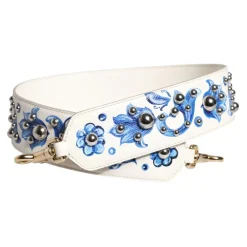 Tilbehør Til Tasker<Dolce & Gabbana Floral Læder Skulderrem med Nitter Multifarvet