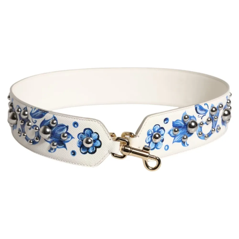 Tilbehør Til Tasker<Dolce & Gabbana Floral Læder Skulderrem med Nitter Multifarvet