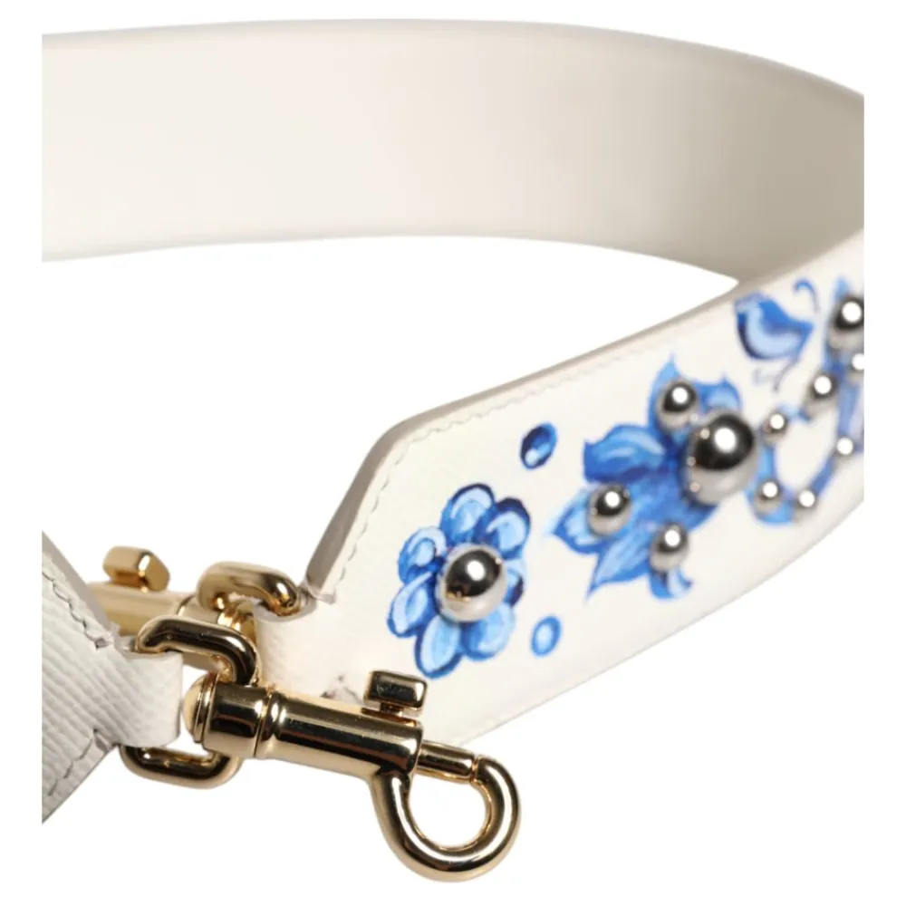 Tilbehør Til Tasker<Dolce & Gabbana Floral Læder Skulderrem med Nitter Multifarvet