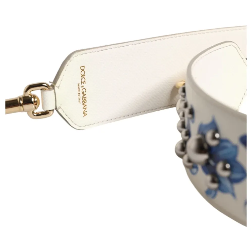 Tilbehør Til Tasker<Dolce & Gabbana Floral Læder Skulderrem med Nitter Multifarvet