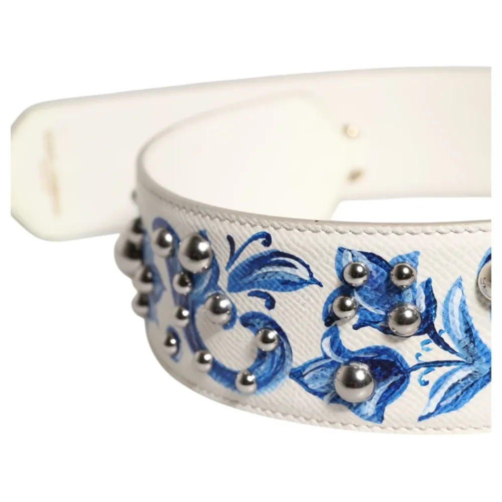 Tilbehør Til Tasker<Dolce & Gabbana Floral Læder Skulderrem med Nitter Multifarvet
