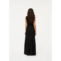 Kjoler^ROTATE Birger Christensen Floral Mesh Maxi Kjole Sort