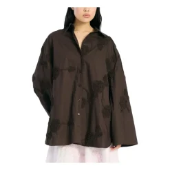 Bluser & Skjorter^ROTATE Birger Christensen Flower Oversized Shirt Brun