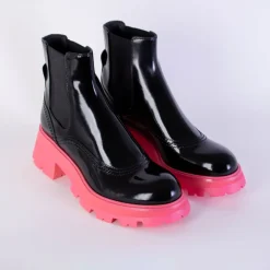 Chelsea Boots^Alexander McQueen Fluo Pink Sole Chelsea Støvler Sort
