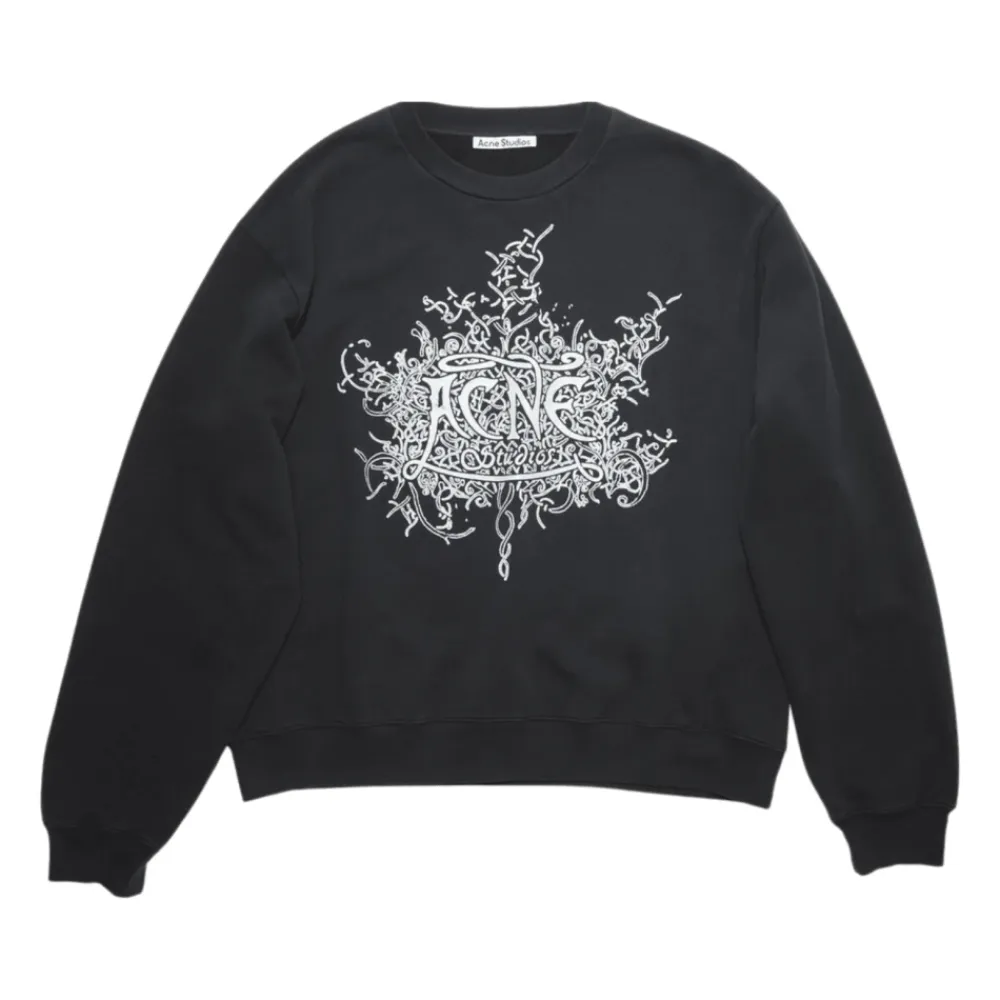 Sweatshirts^Acne Studios Fluorescerende Logo Sweatshirt Sort