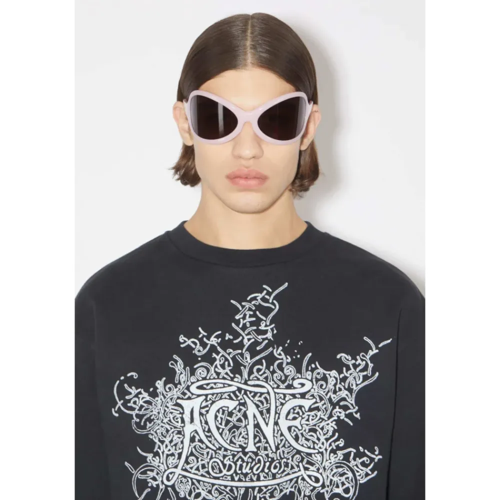 Sweatshirts^Acne Studios Fluorescerende Logo Sweatshirt Sort