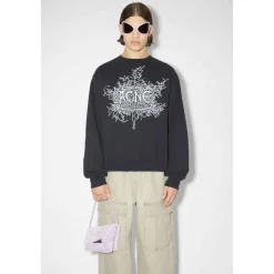Sweatshirts^Acne Studios Fluorescerende Logo Sweatshirt Sort