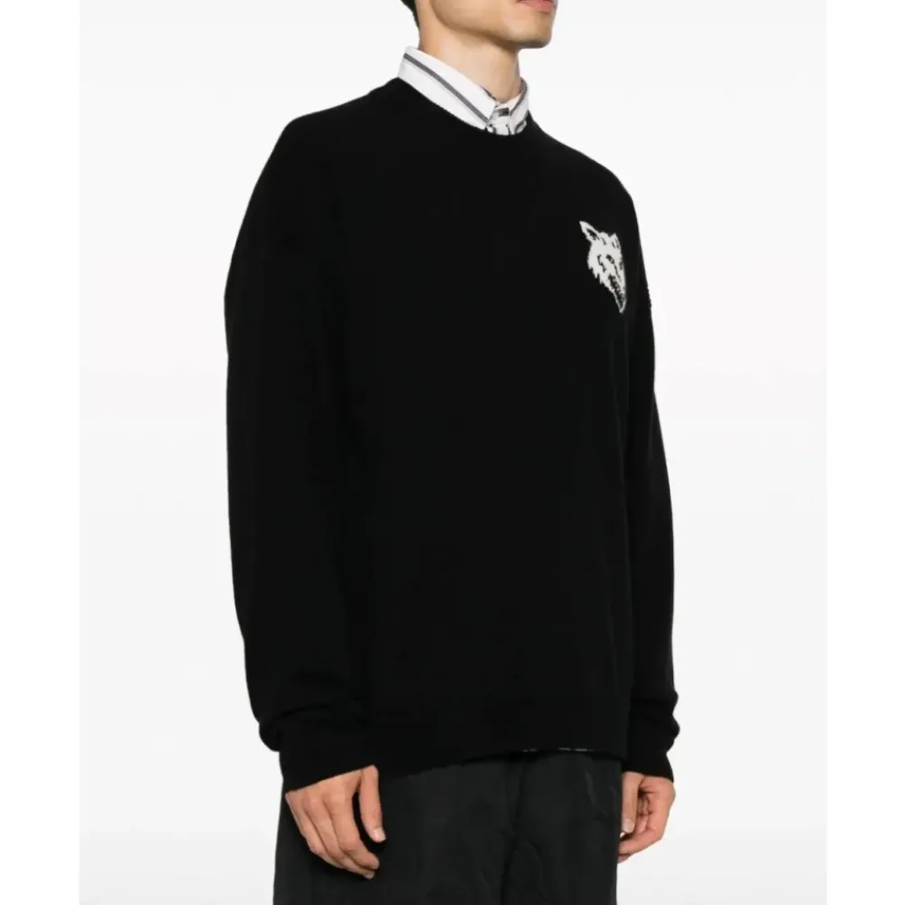 Sweatshirts^Maison Kitsuné Fox Head Intarsia Logo Sweater Sort