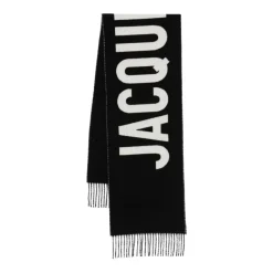 Tørklæder<Jacquemus Fringe Logo Scarf Sort