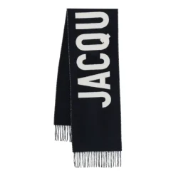 Tørklæder^Jacquemus Fringe Logo Scarf Blå