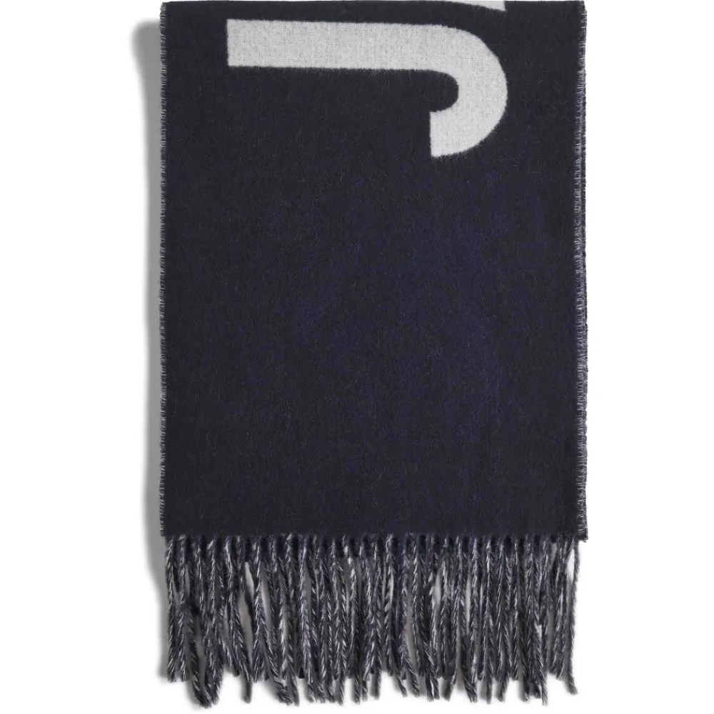 Tørklæder^Jacquemus Fringe Logo Scarf Blå