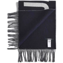 Tørklæder^Jacquemus Fringe Logo Scarf Blå