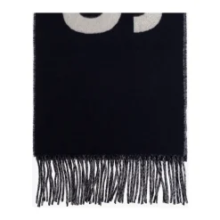 Tørklæder^Jacquemus Fringe Logo Scarf Blå