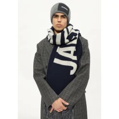 Tørklæder^Jacquemus Fringe Logo Scarf Blå