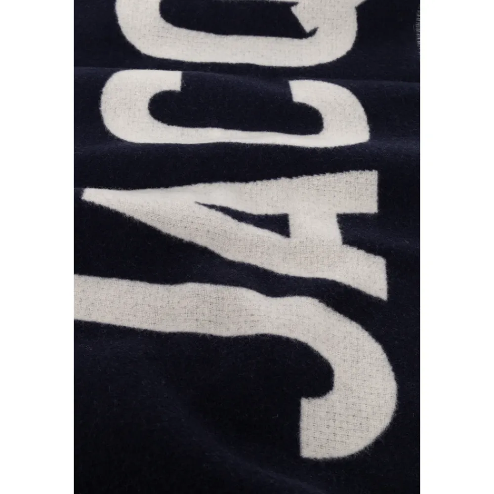 Tørklæder^Jacquemus Fringe Logo Scarf Blå