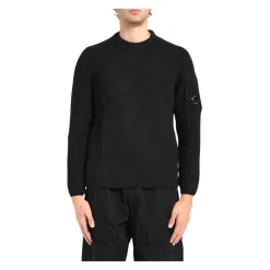 Strik<C.P. Company Full Rib Crewneck Lens Sweater Sort