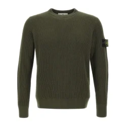 Strik^Stone Island Full Rib RWS Wool Crewneck Grøn