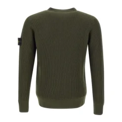 Strik^Stone Island Full Rib RWS Wool Crewneck Grøn