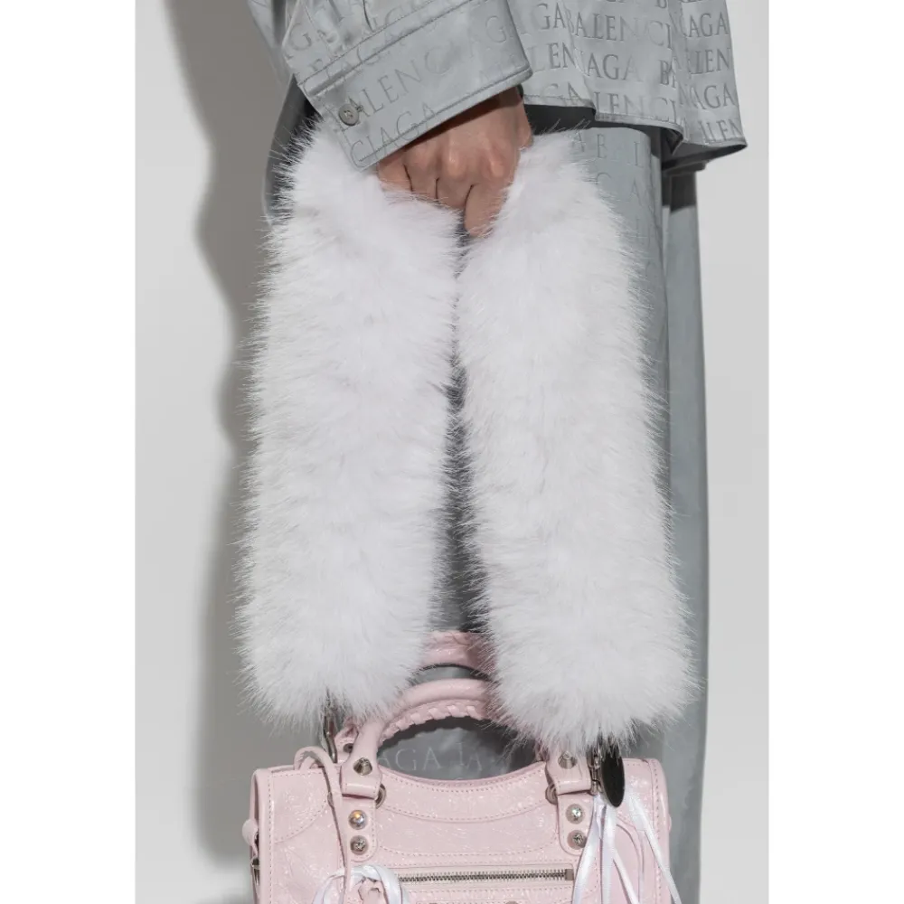 Tilbehør Til Tasker<Balenciaga Fur taskerem Hvid