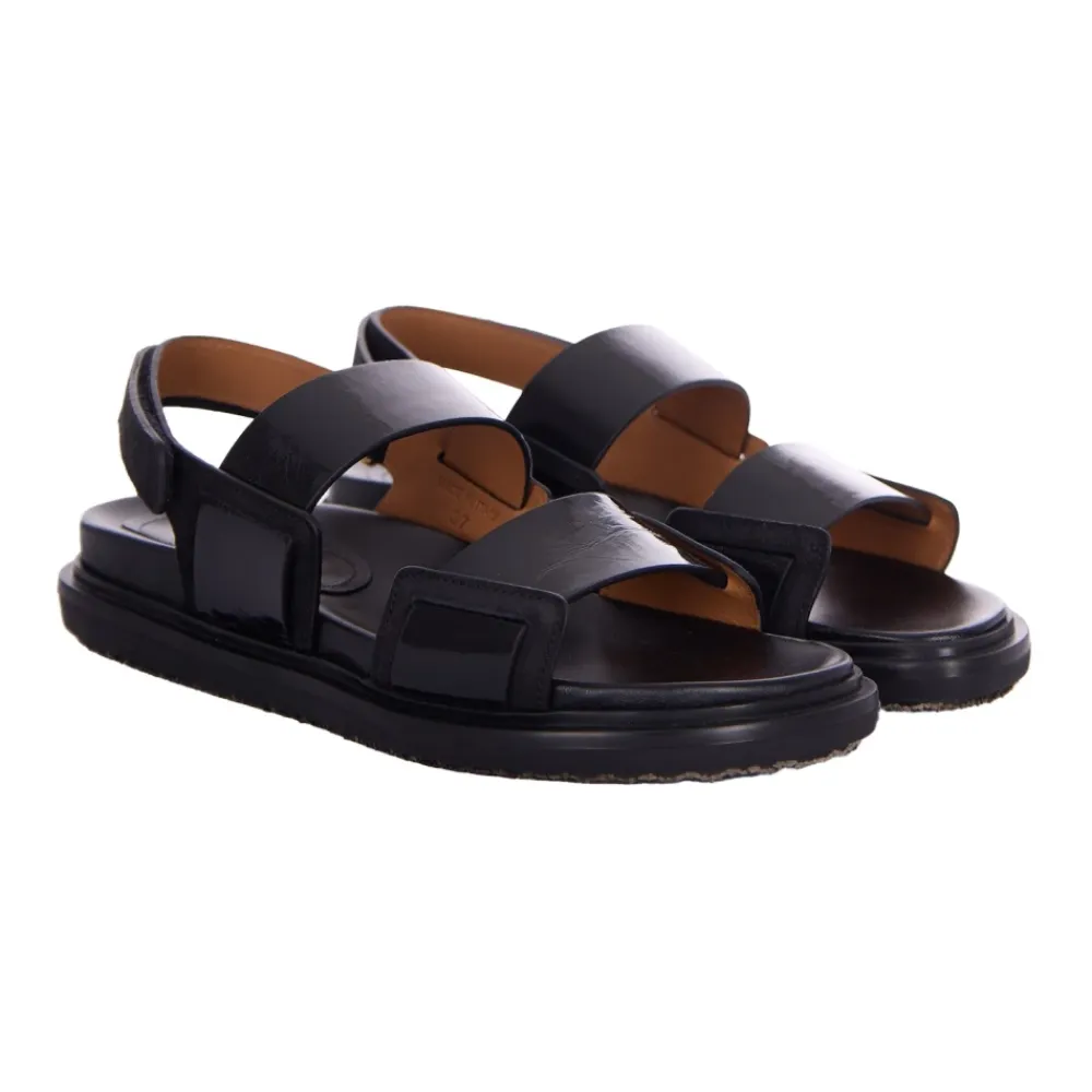 Sandaler<Marni Fussbett Dobbel-Rem Sandal Sort