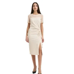 Kjoler<Patrizia Pepe Gathered Split Dress Hvid
