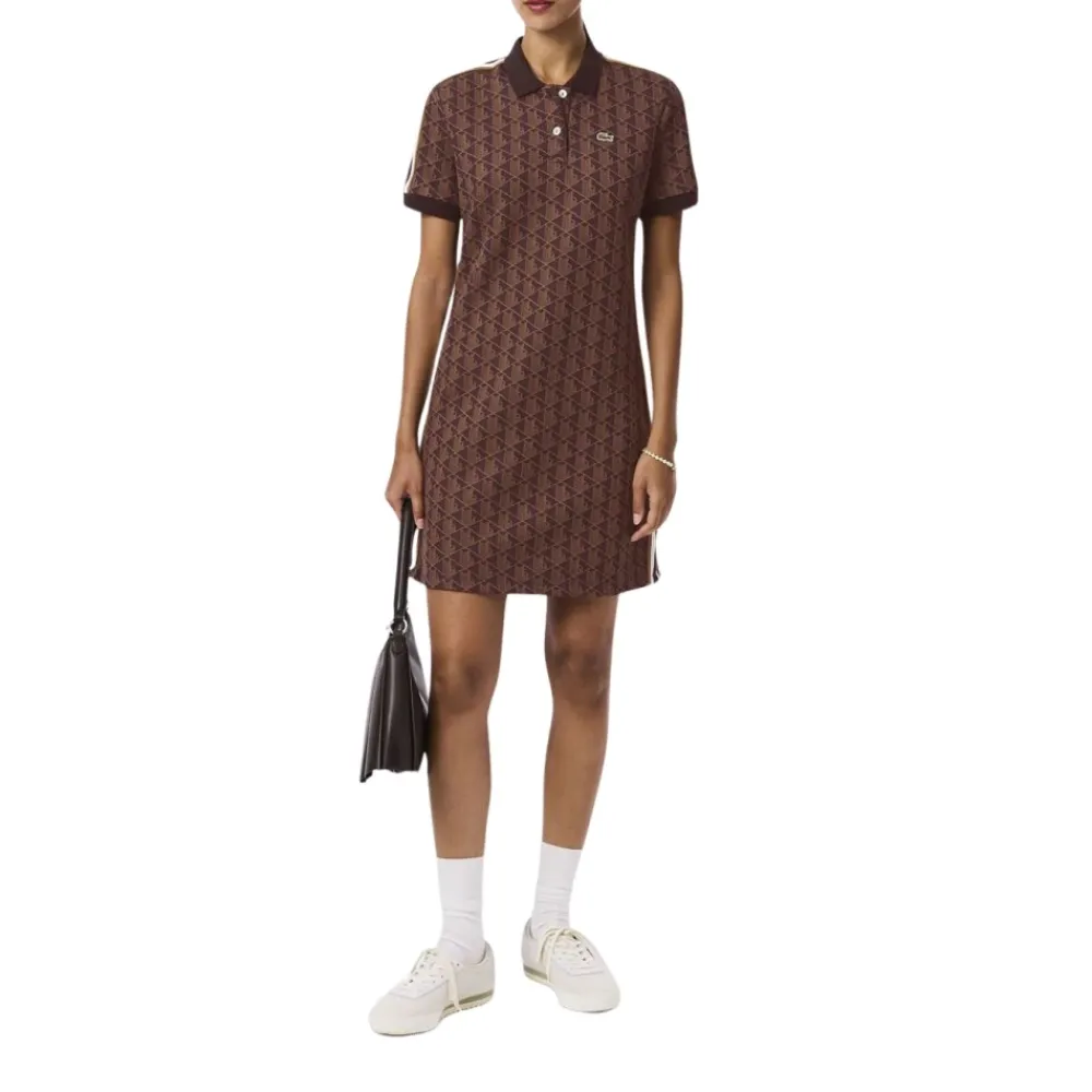 Kjoler<Lacoste Geometrisk mønstret polokjole Brun
