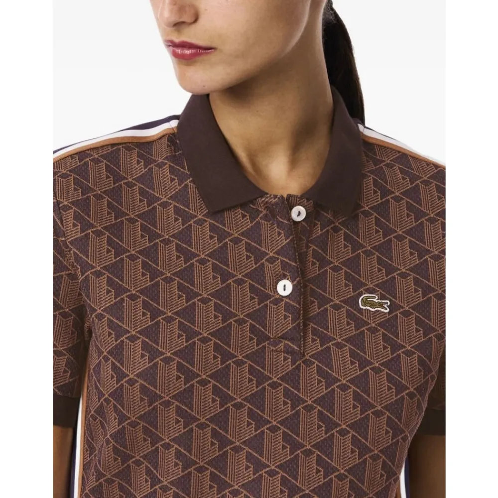 Kjoler<Lacoste Geometrisk mønstret polokjole Brun