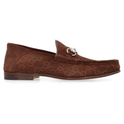 Loafers<Gucci GG-motiv Horsebit Suede Loafers Brun