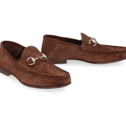 Loafers<Gucci GG-motiv Horsebit Suede Loafers Brun