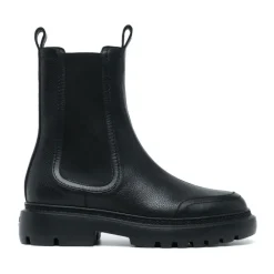Chelsea Boots^Bally Ginny Flade Læderstøvler med Bred Læg Sort