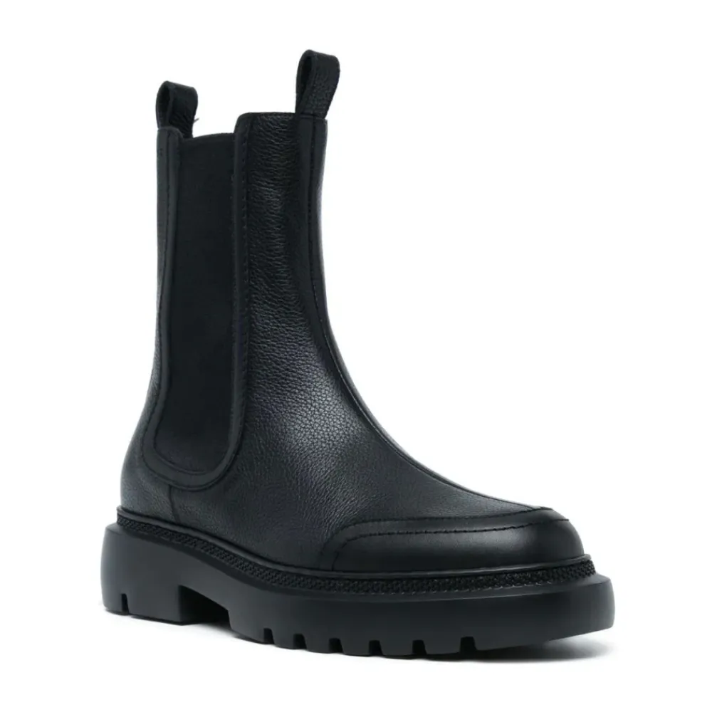 Chelsea Boots^Bally Ginny Flade Læderstøvler med Bred Læg Sort
