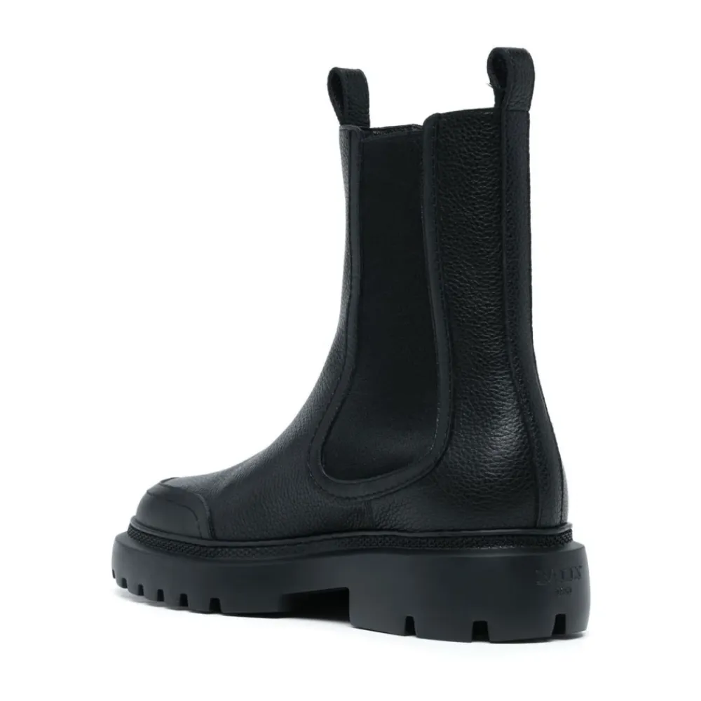 Chelsea Boots^Bally Ginny Flade Læderstøvler med Bred Læg Sort