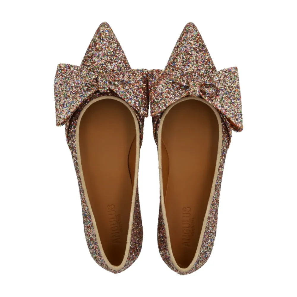 Ballerinasko<Angulus Glitter Ballerina med Sløjfe Brun