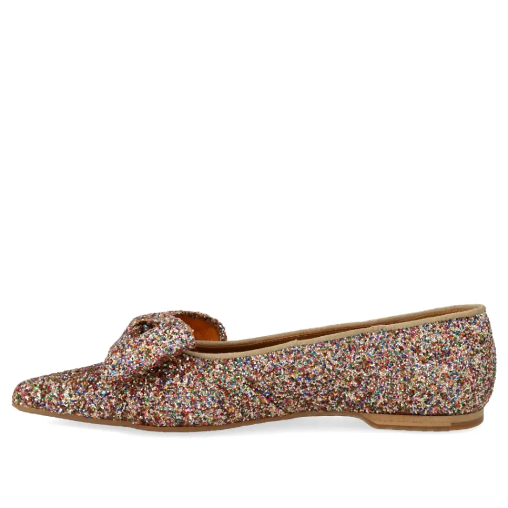 Ballerinasko<Angulus Glitter Ballerina med Sløjfe Brun