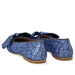 Ballerina Sko^Angulus Glitter Ballerina med Sløjfe - Indigo Blå