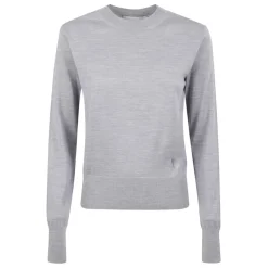 Striktrøjer & Sweatere^Ami Paris Crewneck Sweater med Ribbed Manchetter Grå