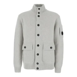 Strik<C.P. Company Lammeuld Cardigan Sweater Grå