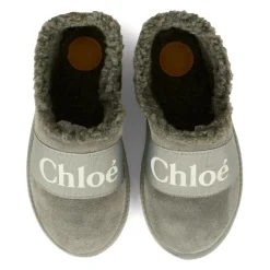 Hjemmesko^Chloé Ruskindsmules med Falsk Shearling Grå