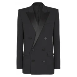 Jakkesæt^Balmain Grain de poudre blazer med satin revers Sort