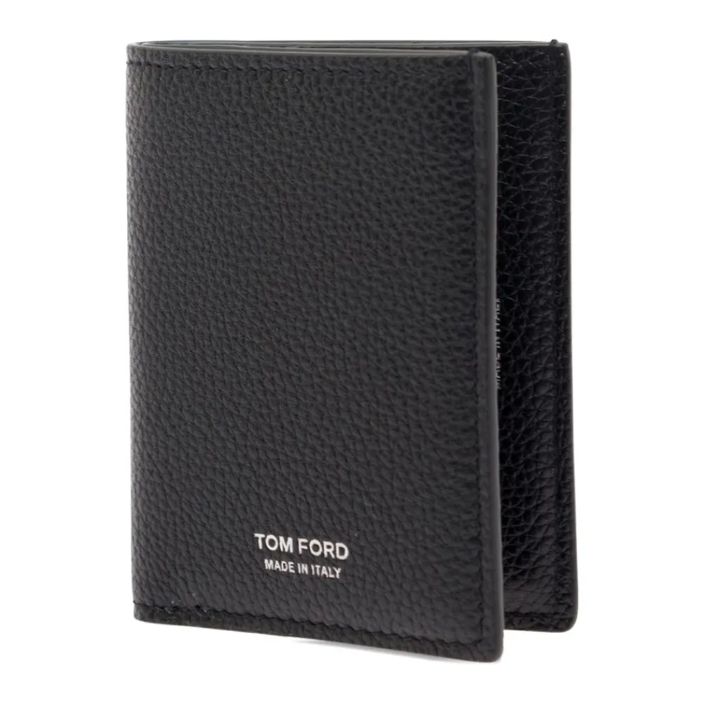Punge & Kortholder<Tom Ford Grain Leather Folding Cardholder Sort