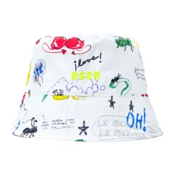 Huer, Kasketter & Hatte|Huer & Kasketter<MSGM Graphic-Print Logo-Embroidered Cotton Bucket Hat Hvid