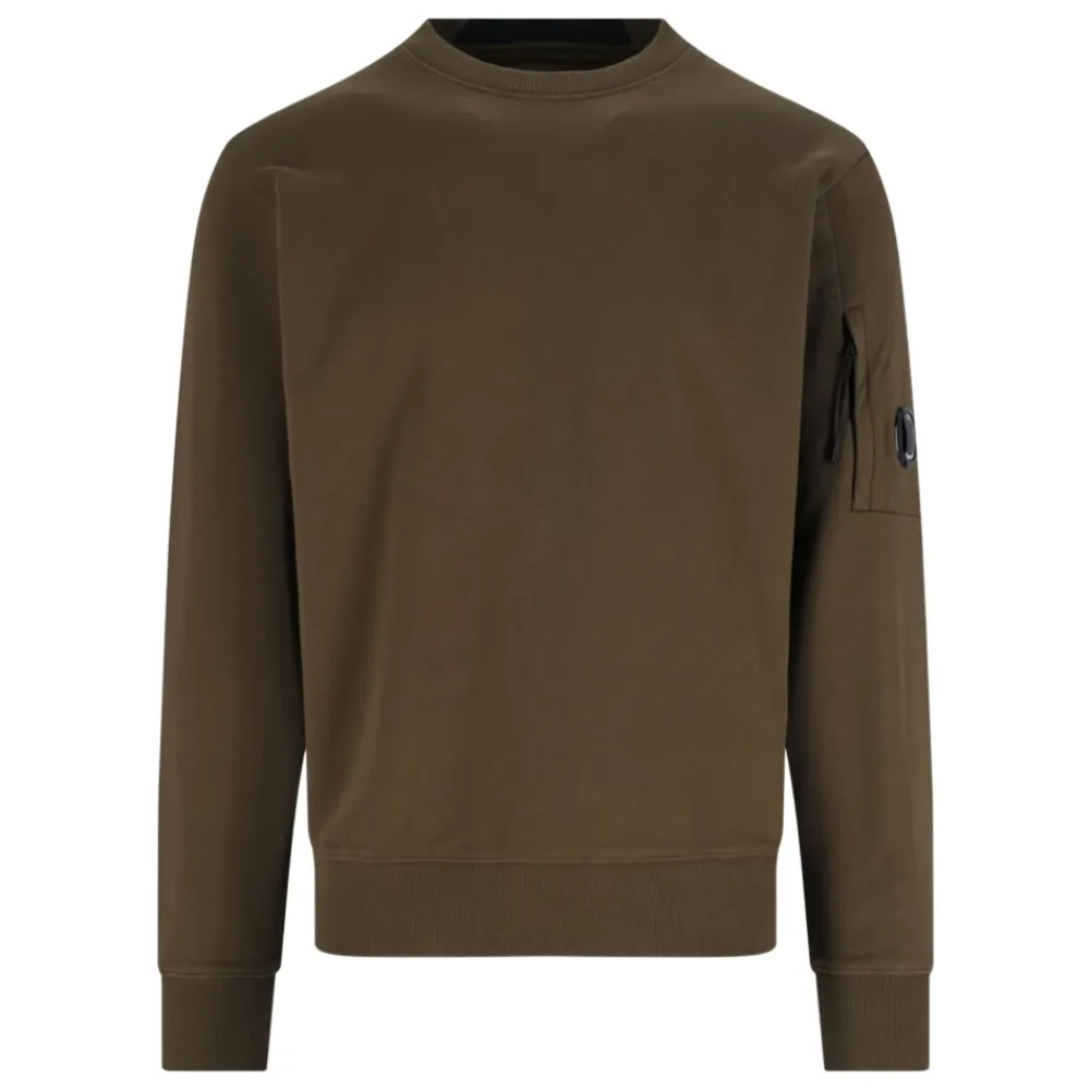 Trøjer|Sweatshirts<C.P. Company Crewneck Sweatshirt med Lynlåslomme Grøn