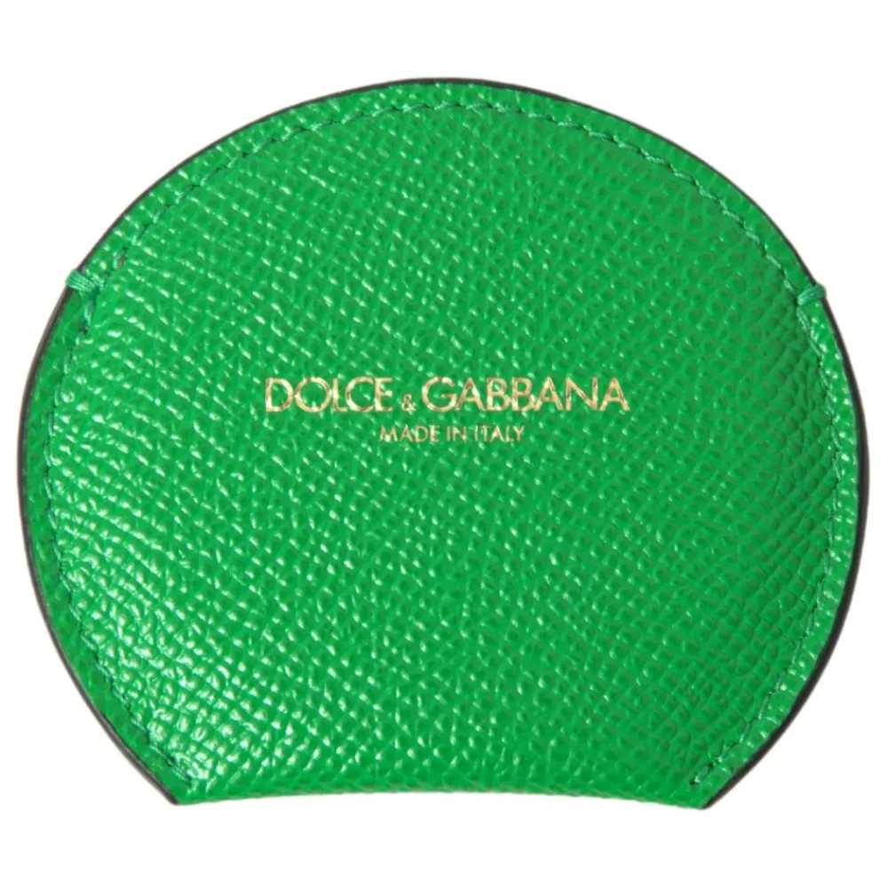 Toilettasker<Dolce & Gabbana Læder Rundt Logo Håndspejlsholder Grøn