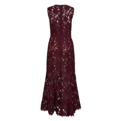 Kjoler<Self Portrait Guipure Lace Belted Midi Dress Lilla