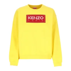 Sweatshirts<Kenzo Gylden Sweater med Paris Logo Patch Gul