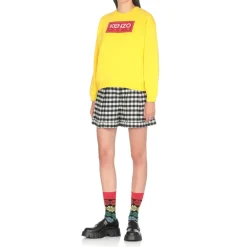 Sweatshirts<Kenzo Gylden Sweater med Paris Logo Patch Gul
