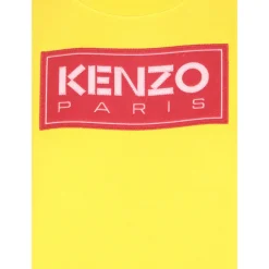 Sweatshirts<Kenzo Gylden Sweater med Paris Logo Patch Gul